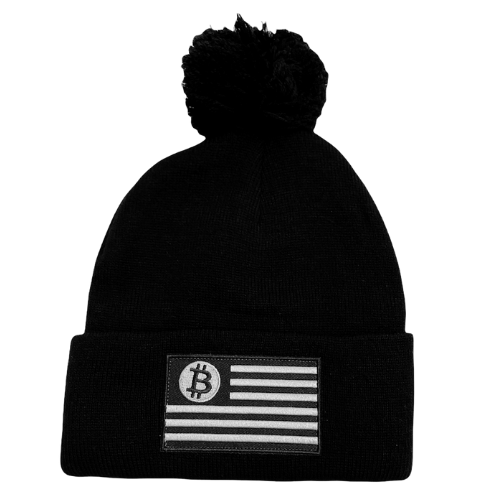 Bitcoin Flag Winter Pom Beanie